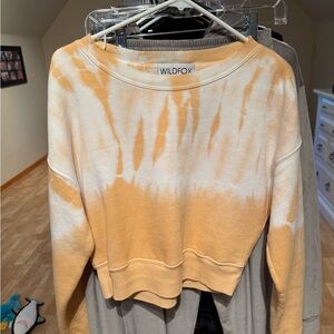 Wildfox Cream and Orange Tie-Dye Top